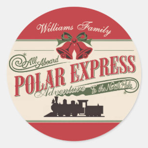 Pegatina Redonda La aventura del tren Polar Express cree en los Nav