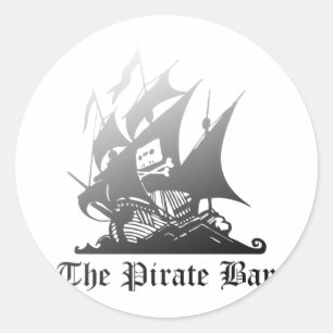 Pegatina Redonda La Bahía Pirata Gris A Negro