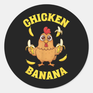 Pegatina Redonda La banana de pollo es divertida