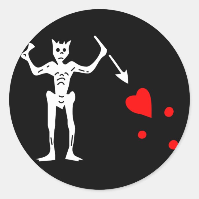 Pegatina Redonda La Bandera Auténtica De La Barba Negra (Anverso)