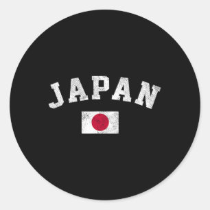 Pegatina Redonda La bandera de Japón provoca el Día de la Independe