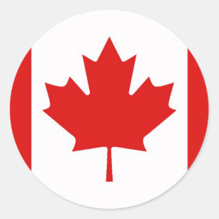Pegatina Redonda La bandera de la hoja de arce de Canadá