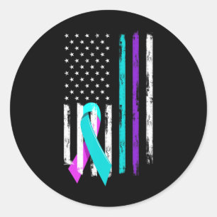 Pegatina Redonda La bandera de los Estados Unidos apoya la prevenci