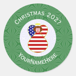 Pegatina Redonda La bandera de los Navidades del cabello rojo del Á