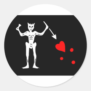 Pegatina Redonda La bandera de pirata de Blackbeard Edward enseña