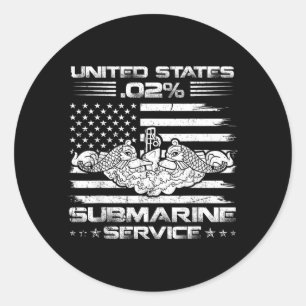Pegatina Redonda La bandera de submarino 02 veterano de submarinist