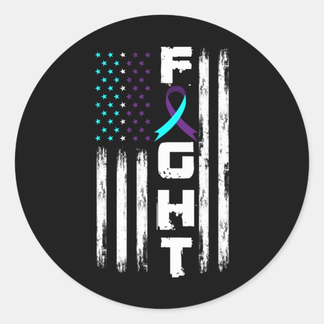 Pegatina Redonda La bandera estadounidense patriótica amenaza de pr (Anverso)