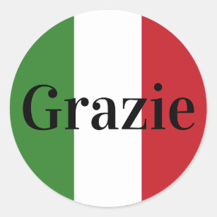 Pegatina Redonda La bandera italiana colorea Italia Grazie rojo