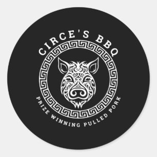 Pegatina Redonda La barbacoa de Circe divertida mitología griega