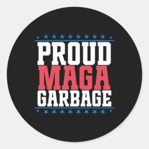 Pegatina Redonda La basura orgullosa de Trump