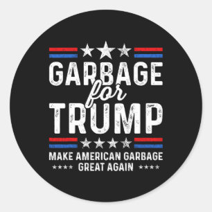 Pegatina Redonda La basura para Trump convierte a Trump en presiden