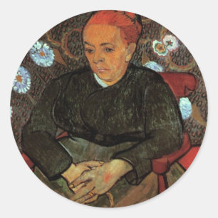 Pegatina Redonda La Berceuse (Augustine Roulin) por Vincent van Gog