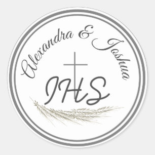 Pegatina Redonda La Biblia Católica Enmarcada contra el Boda