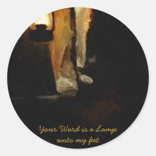 Pegatina Redonda La Biblia Inspiradora cristiana versus el estímulo