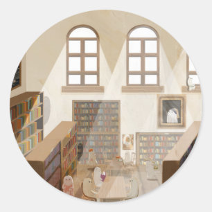 Pegatina Redonda La Biblioteca Embrujada