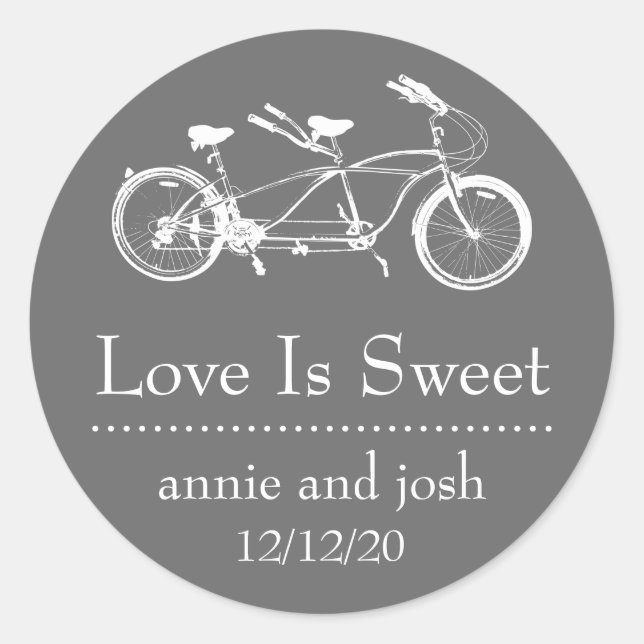 Pegatina Redonda La Bicicleta Para Dos Amores Es Láminas Dulces (Gr (Anverso)