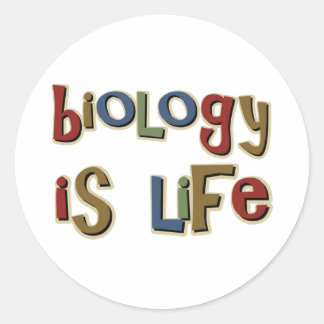 Pegatina Redonda La biología es un divertido juego de palabras