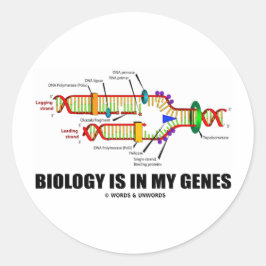 Pegatina Redonda La Biología Está En Mis Genes (Replicación De ADN)