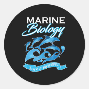 Pegatina Redonda La Biología Marina La Vida De Los Delfines Tiene U