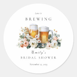 Pegatina Redonda La boda de cerveza está preparando el amor