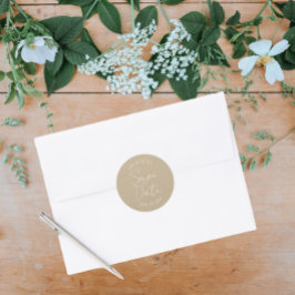 Pegatina Redonda La boda estilizada de Khaki salva la fecha