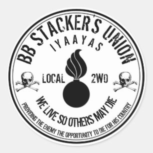 Pegatina Redonda La bofetada de la unión de BB Stacker
