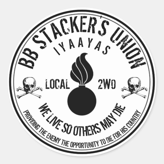 Pegatina Redonda La bofetada de la unión de BB Stacker (Anverso)