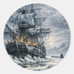 Pegatina Redonda La búsqueda ártica de Frankenstein por BurnsInHell
