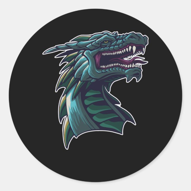 Pegatina Redonda La cabeza del dragón (Anverso)