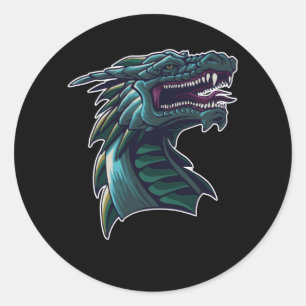 Pegatina Redonda La cabeza del dragón