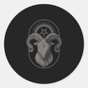 Pegatina Redonda La cabra del diablo Pentagram Baphomet Satan Occul