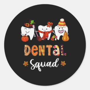 Pegatina Redonda La Caída De La Calabaza De Escuadrón Dental Deja A