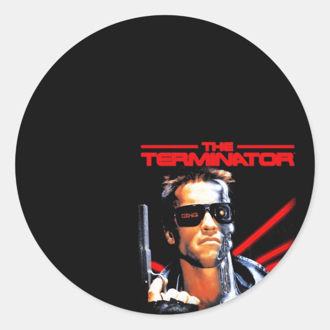 Pegatina Redonda La caja de películas de Terminator (Anverso)