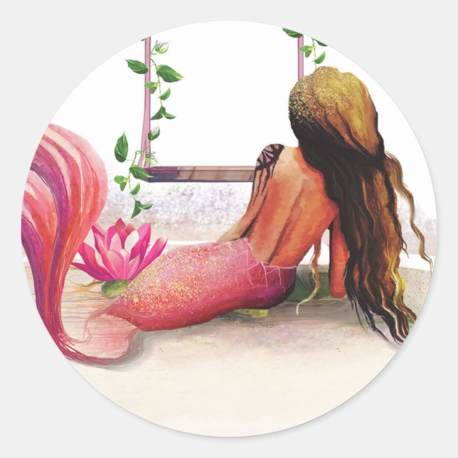 Pegatina Redonda La cala de la sirena (Anverso)
