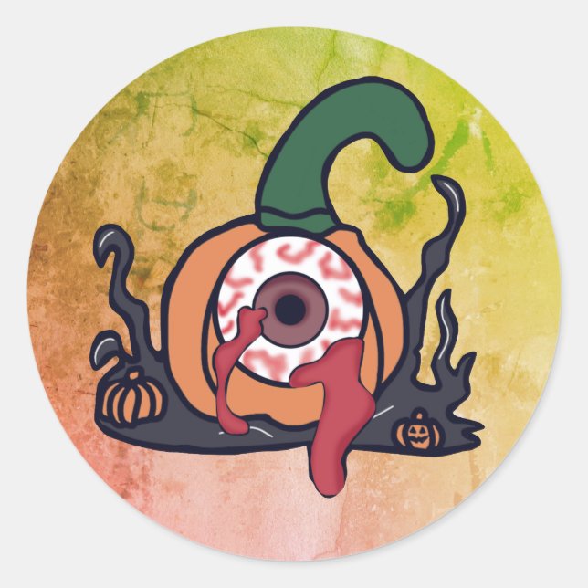 Pegatina Redonda La Calabaza De Tiro Sangriento (Anverso)
