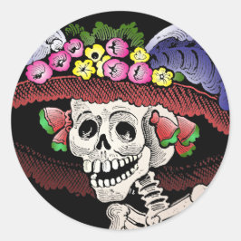 Pegatina Redonda La Calavera Catrina [pegatinas]