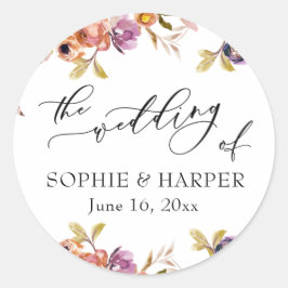 Pegatina Redonda La caligrafía de lujo de las florals pintadas El B