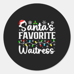 Pegatina Redonda La camarera favorita de Santa divertida Navidad fa