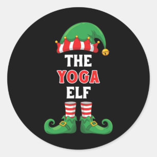 Pegatina Redonda La Camiseta Elfo de Yoga Divertida Navidad Para Yo