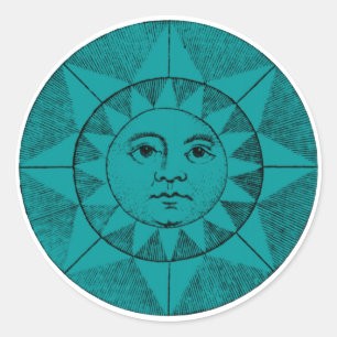 Pegatina Redonda la cara del sol
