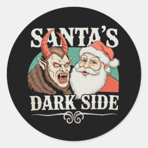 Pegatina Redonda La cara oscura de Santa Krampus Krampusnacht Navid