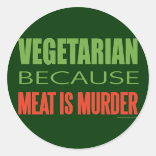 Pegatina Redonda La carne es asesina - Anti-carne