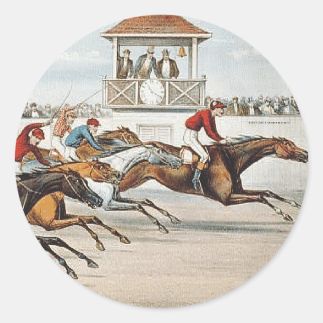 Pegatina Redonda La carrera a la victoria (Anverso)