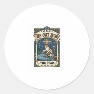 Pegatina Redonda La carta de tarot de gato Star Cat Major Arcana Vi