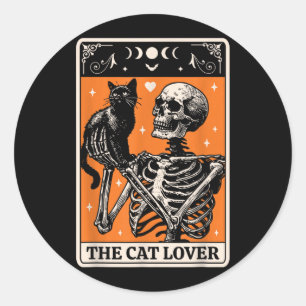 Pegatina Redonda La Carta de Tarot del Amante de los Gatos - Gato N