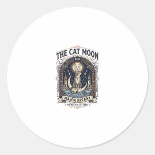 Pegatina Redonda La Carta de Tarot del Gato Luna Gato Mayor Arcano