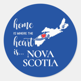Pegatina Redonda La casa de Nueva Escocia es donde está el corazón.