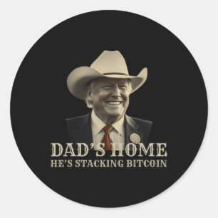 Pegatina Redonda La casa de un nuevo papá y su apilamiento de Bitco