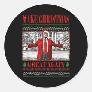 Pegatina Redonda La casa de un padre gracioso, Trump Navidades feos