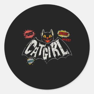 Pegatina Redonda La Catgirl Vintage Rockabilly